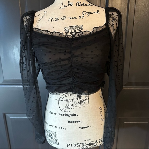 H&M sheer puff sleeves crop top size L(O) - Picture 4 of 12